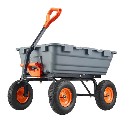 Garden Dump Cart, Versatile Steel Frame, Utility Dump Wagon