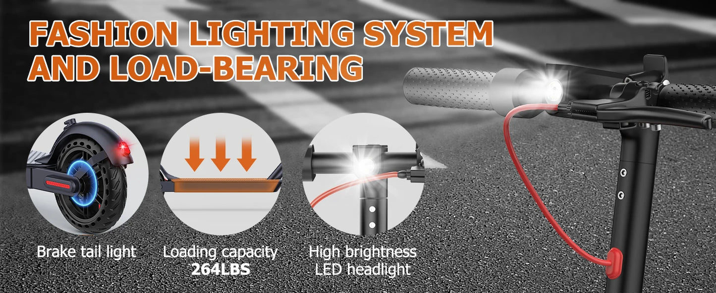 LP60 Adult Foldablel Electric Scooter with seat, 350W Motor 36V 5.2Ah Battery, 19mph Max Speed, Up to 16miles Range