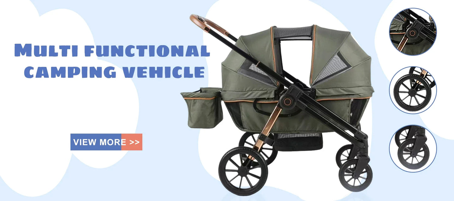 Outdoor Folding Wagon Stroller, 4 Seater with Full Canopy.