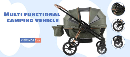 Outdoor Folding Wagon Stroller, 4 Seater with Full Canopy.