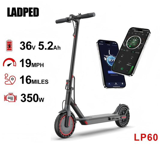 Electric Scooter for Adult, 350W 19MPH, APP Smart, 8.5inch tire, Foldable, 16Miles Max Range
