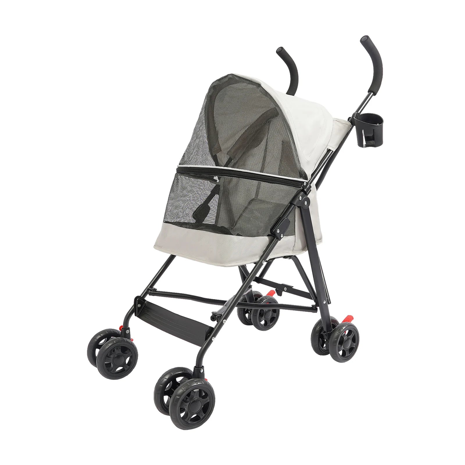Pet Stroller for Small Pets, Lightweight Foldable with 360° Wheels, Safety Leash