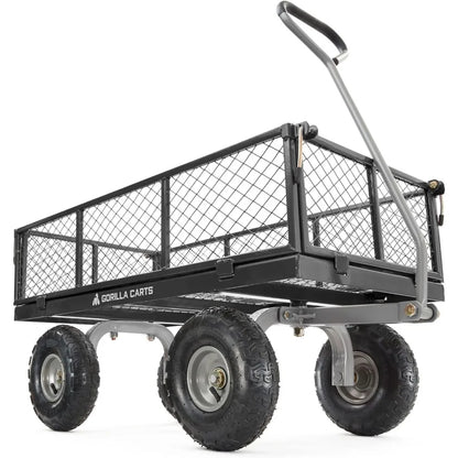 800 Pound Capacity, Heavy Duty Durable Steel Mesh, Convertible Flatbed Garden, Outdoor Hauling Utility Wagon Cart, Black (2 Pack)