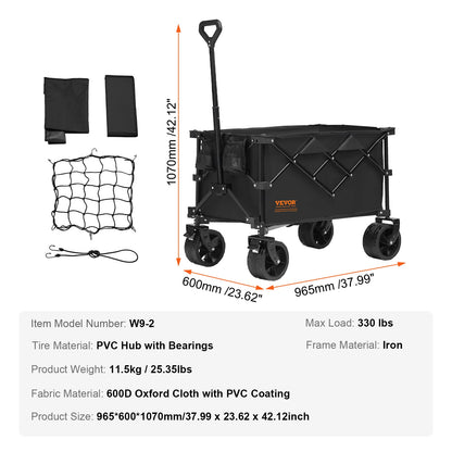 Collapsible Folding Wagon with All-Terrain Wheels