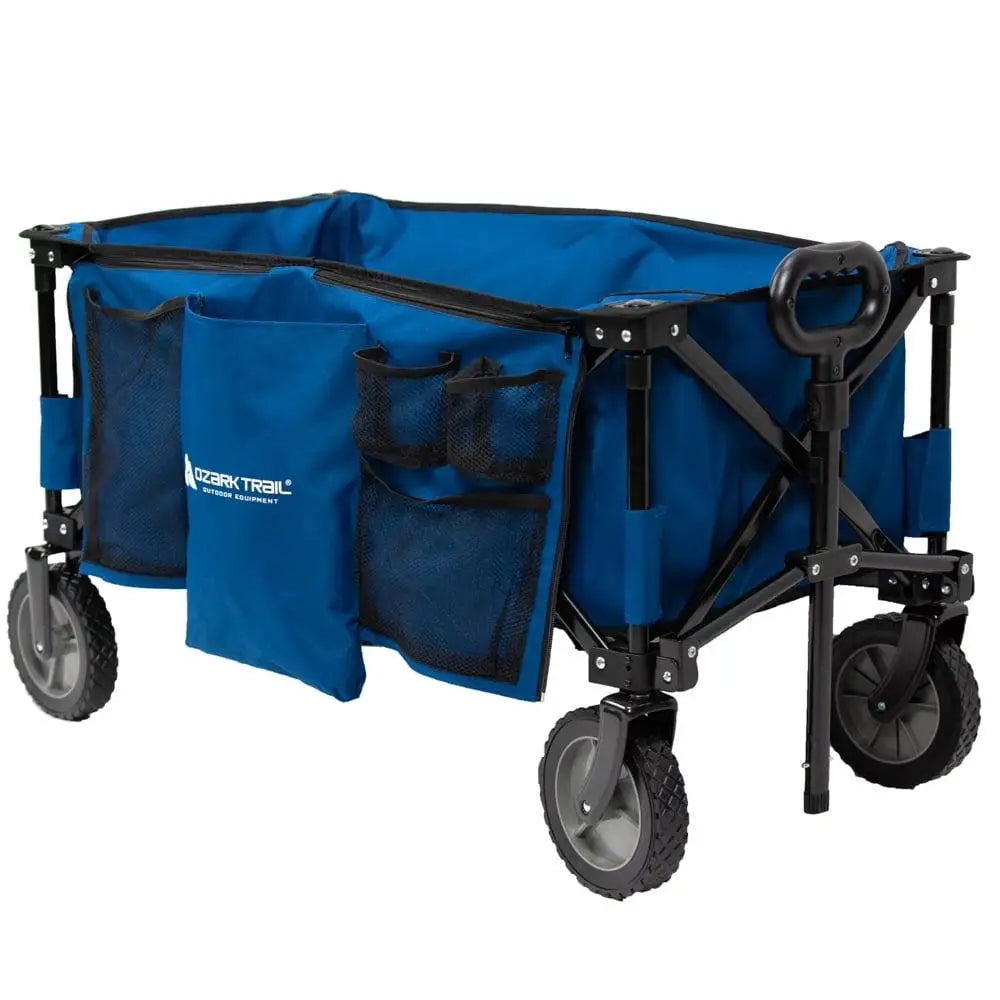 Foldable Camping Wagon with Telescoping Handle - Heavy Duty Steel Frame