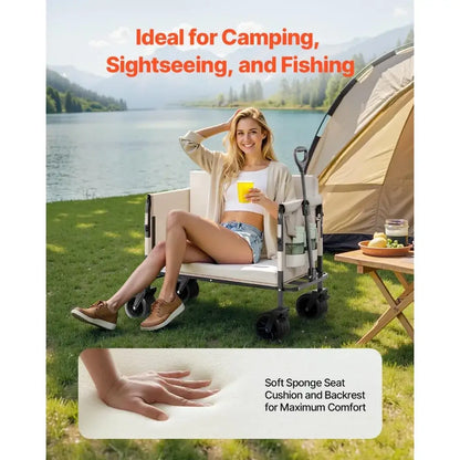 Foldable Beach Wagon Bench - 550LBS Capacity, Converts to Bench