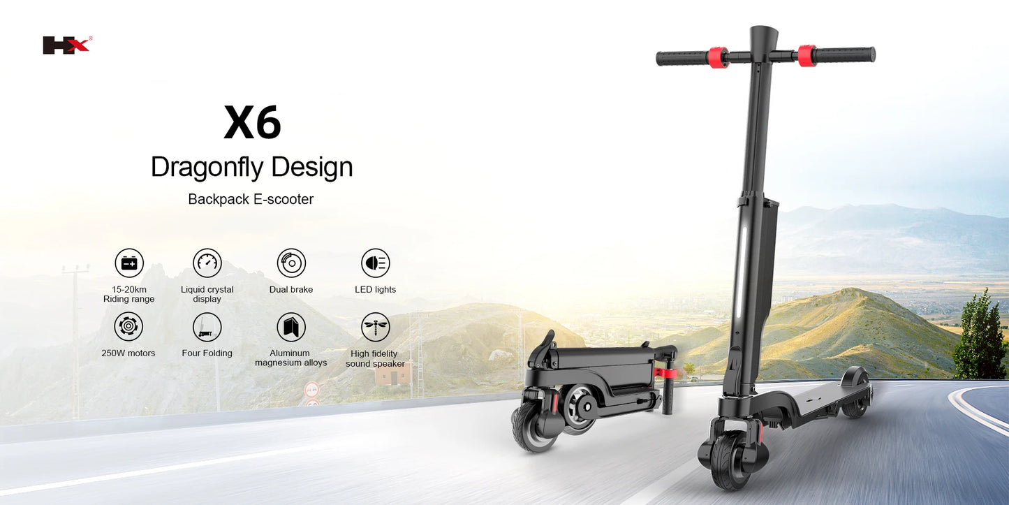 HX X6 Electric Scooter for Adult, Foldable,  350W 25KM/H, 7.5AH 36V