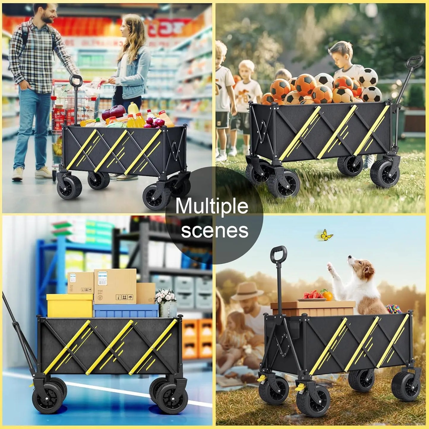 Foldable Wagon - Heavy Duty Garden cart with Large All-Terrain Wheels