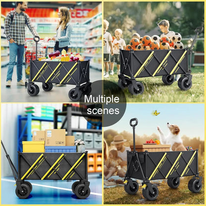 Foldable Wagon - Heavy Duty Garden cart with Large All-Terrain Wheels