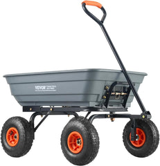 600lbs Poly Garden Dump Wagon Cart, with 10in All Terrain Wheels