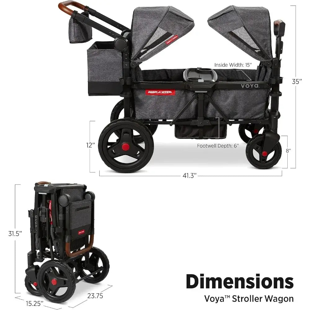 Voya Double Stroller Wagon, Toddlers 1-3. - dimensions
