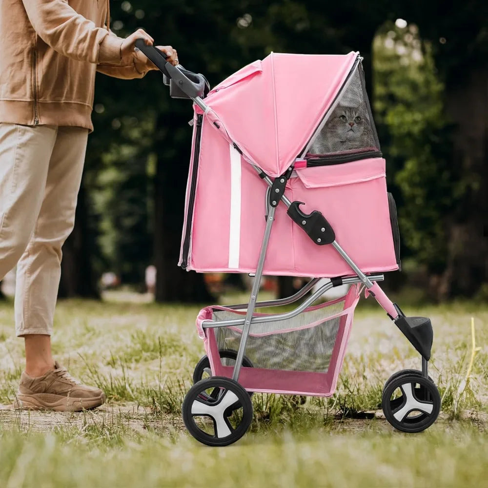 Pet Stroller - 3-Wheel, Foldable, Lightweight