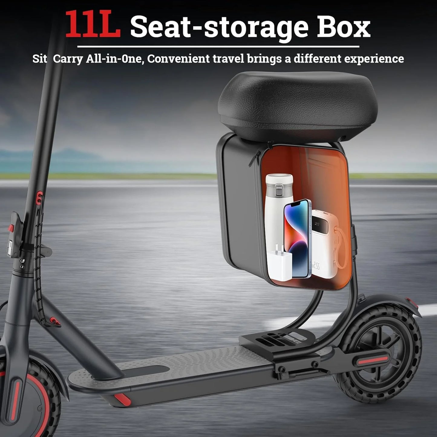 LP60 Adult Foldablel Electric Scooter with seat, 350W Motor 36V 5.2Ah Battery, 19mph Max Speed, Up to 16miles Range