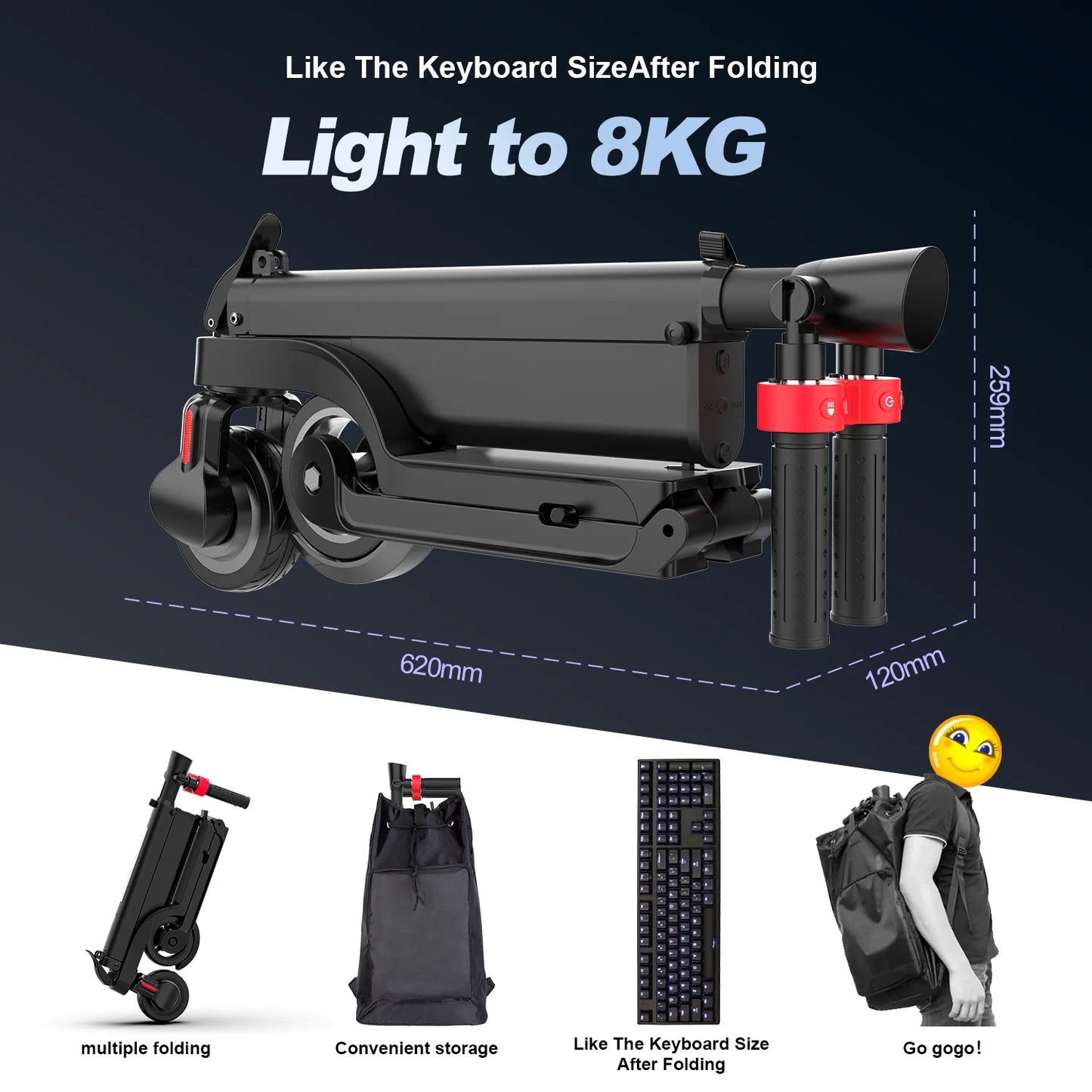 HX 7.5AH Adult Foldable Electric Scooter, 350W 25KM/H, Kick Scooter 5.5 Inch, APP Smart