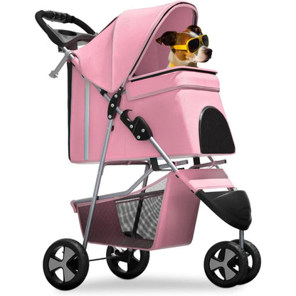 Pet Stroller - 3-Wheel, Foldable, Lightweight