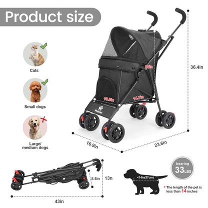 Pet Stroller - Foldable and Lightweight
