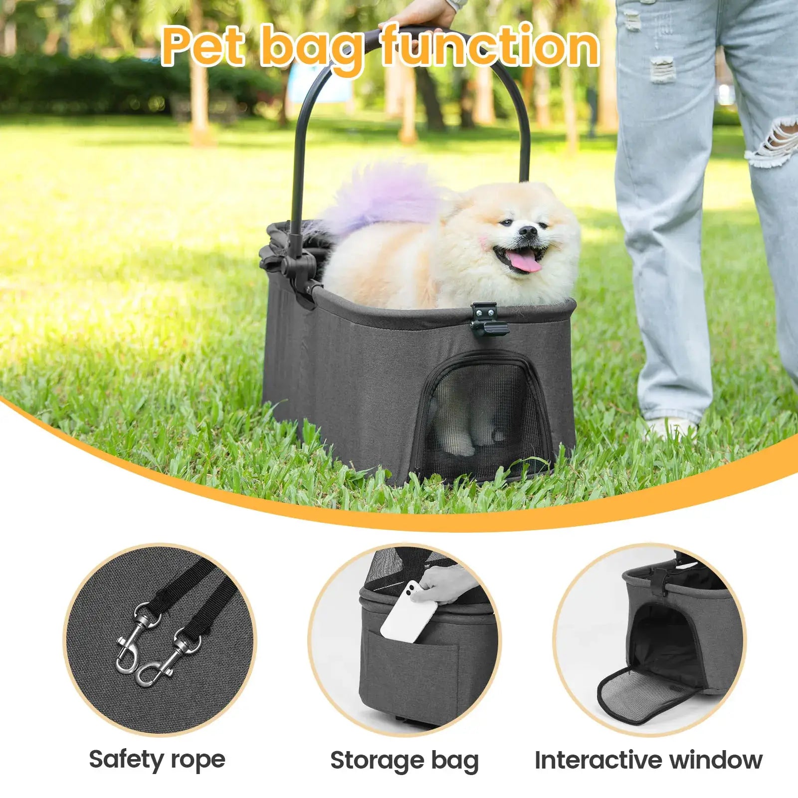Luxury Detachable Pet Stroller - Detachable Carriage