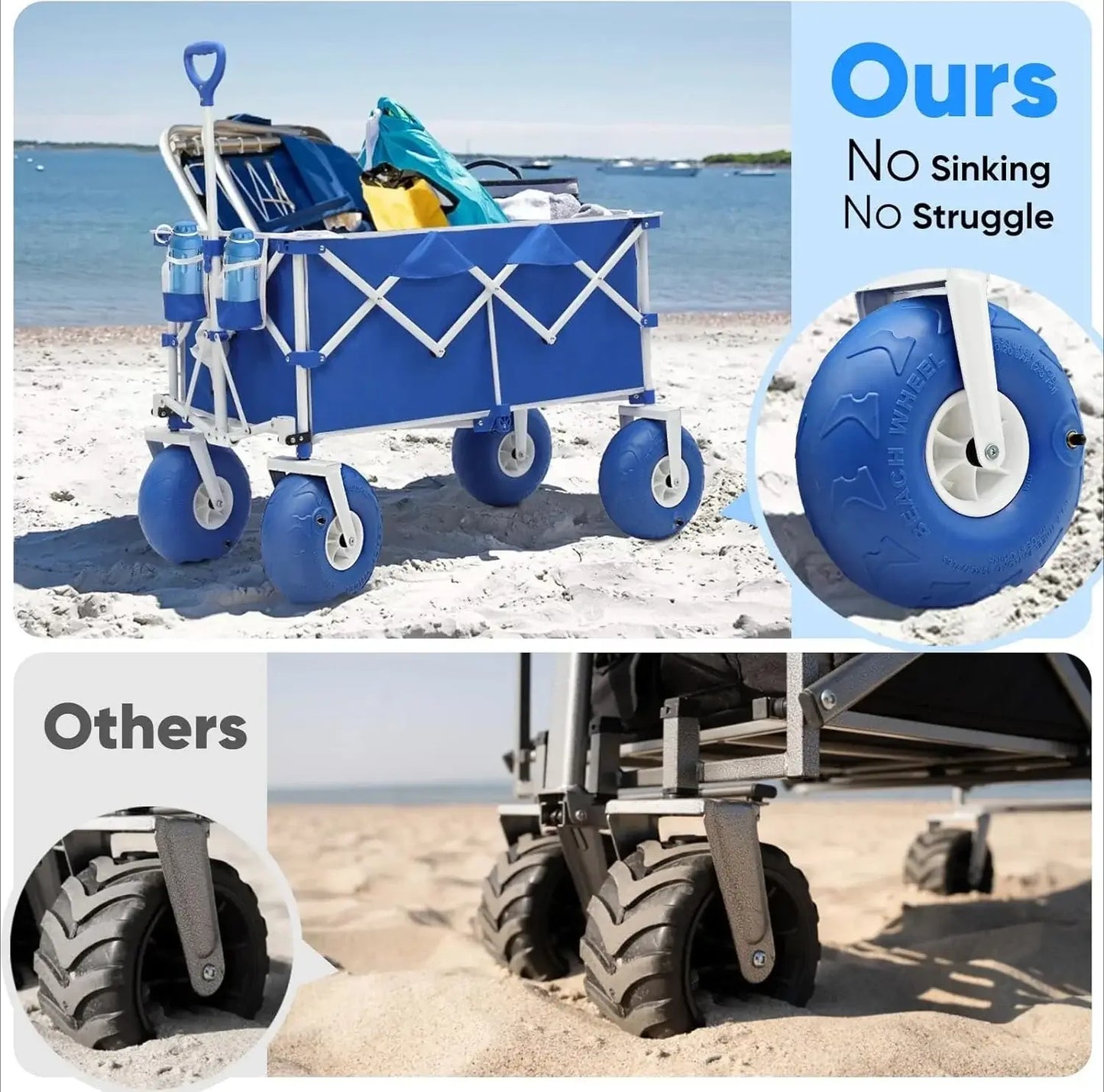 Heavy Duty Beach Wagon with 9" Wheels - Perfect for Sand