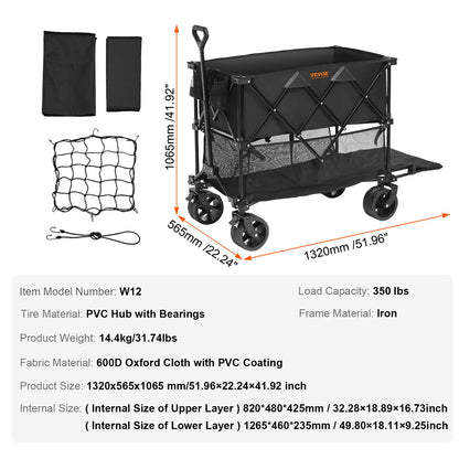 Collapsible Folding Wagon with All-Terrain Wheels
