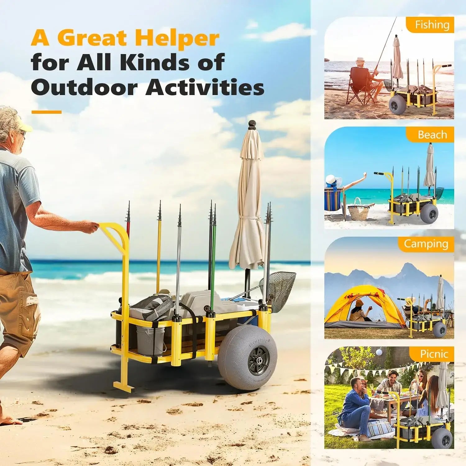 Fishing Beach Cart - Heavy Duty