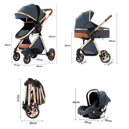 3-in-1 Lightweight Stroller - Carriage, Bassinet