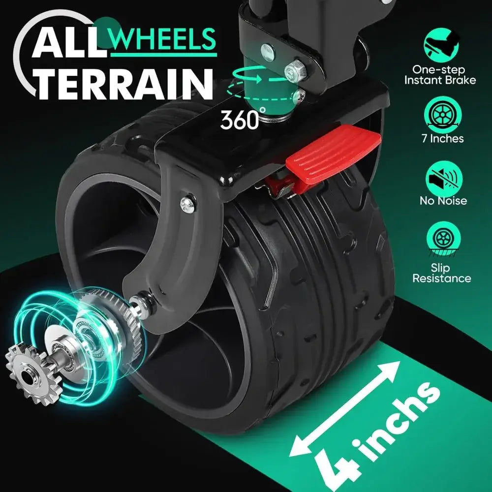 Heavy Duty Double Decker Wagon with Brakes, 50" Extra Long Extender Cart, 500lbs Heavy Duty Collapsible Wagons - one step instant brake