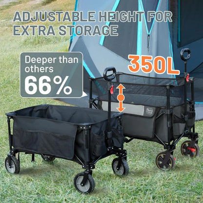 Extra Large Collapsible Folding Wagon with Extended Height Adjustment