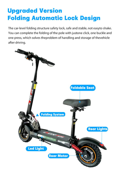 Adult Foldable Electric Scooter, 48v 13ah 16Ah, Kick Scooter Lightweight, Long Range 35-55km, 800w