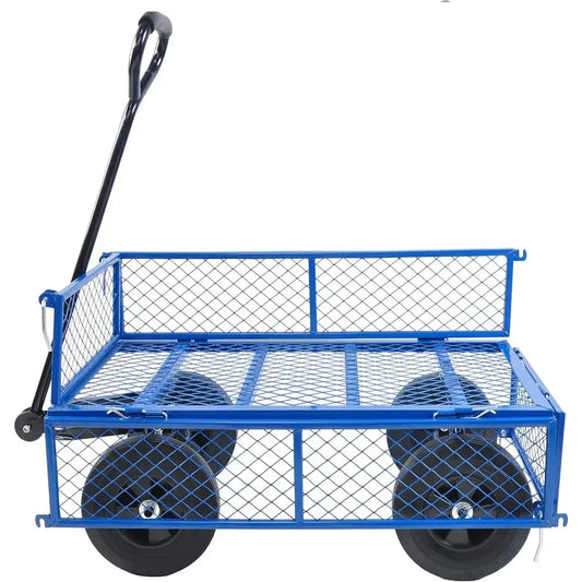 Heavy Duty Steel Wagon Cart, A Large-Capacity with a Load of 1100LBS, Detachable Sides - detachable sides