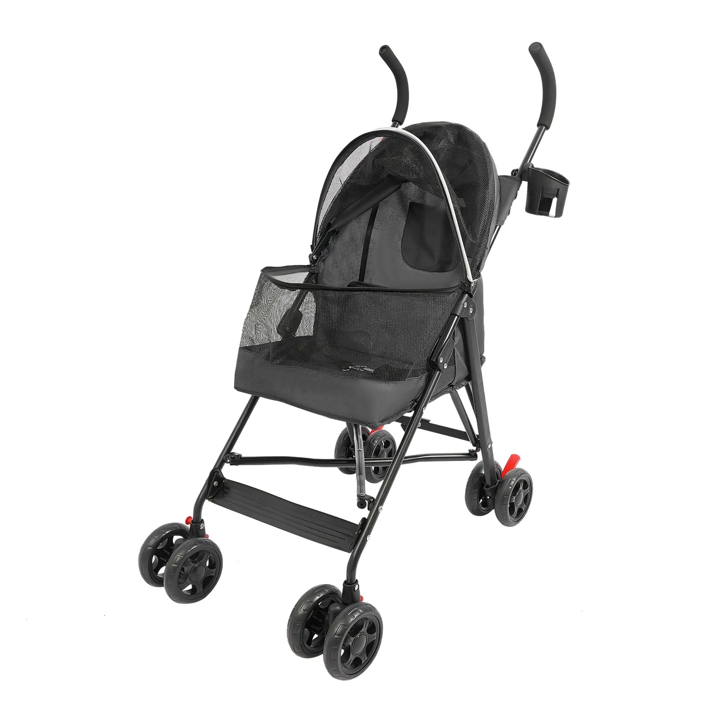 Pet Stroller for Small Pets, Lightweight Foldable with 360° Wheels, Safety Leash