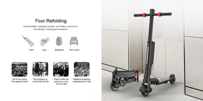 HX 7.5AH Adult Foldable Electric Scooter, 350W 25KM/H, Kick Scooter 5.5 Inch, APP Smart