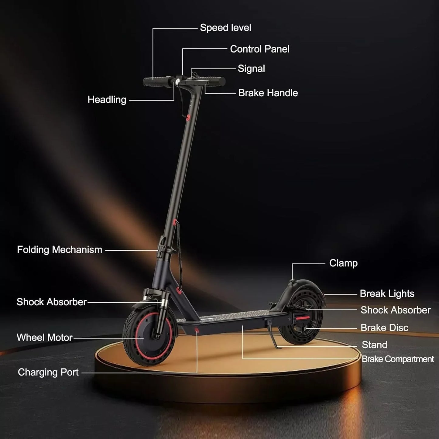TMAX 10inch Adult Folding Electric Scooter, 500W 22MPH, APP Smart, Shock-absorbing, Anti-skid