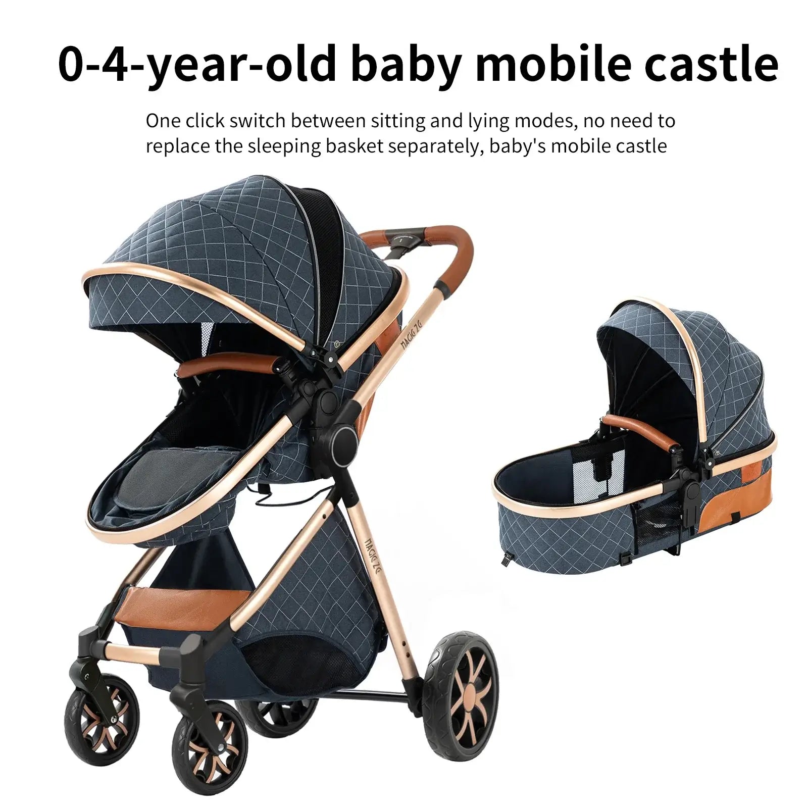 3-in-1 Lightweight Stroller - Carriage, Bassinet