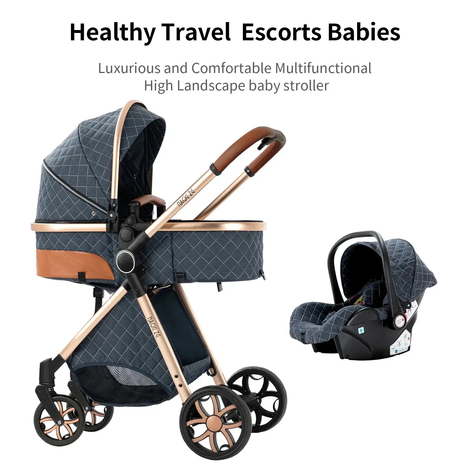 3-in-1 Lightweight Stroller - Carriage, Bassinet