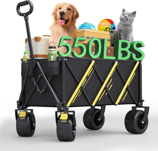 Foldable Wagon - Heavy Duty Garden cart with Large All-Terrain Wheels
