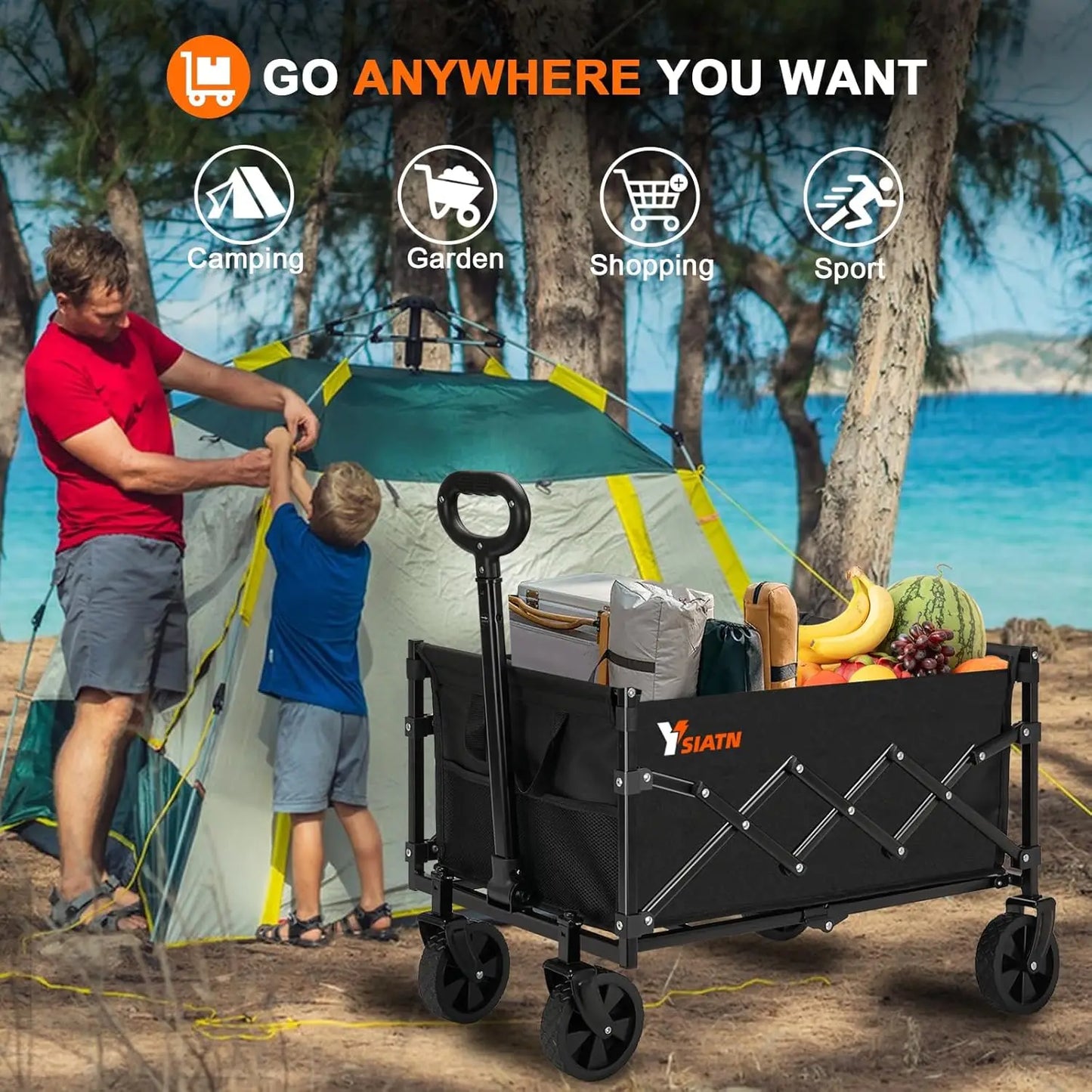 Collapsible Wagon Cart with 350lbs Weight Capacity