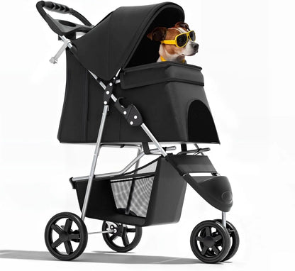 Pet Stroller - 3-Wheel, Foldable, Lightweight
