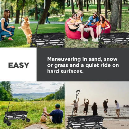 Creative Outdoor Wagon for Kids, Push Pull Collapsible Stroller Folding Cart for Cargo | All Terrain | Beach, Park, Garden, & Sports - easy maneuvering