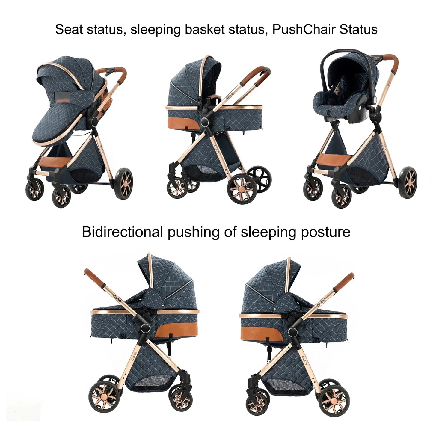3-in-1 Lightweight Stroller - Carriage, Bassinet