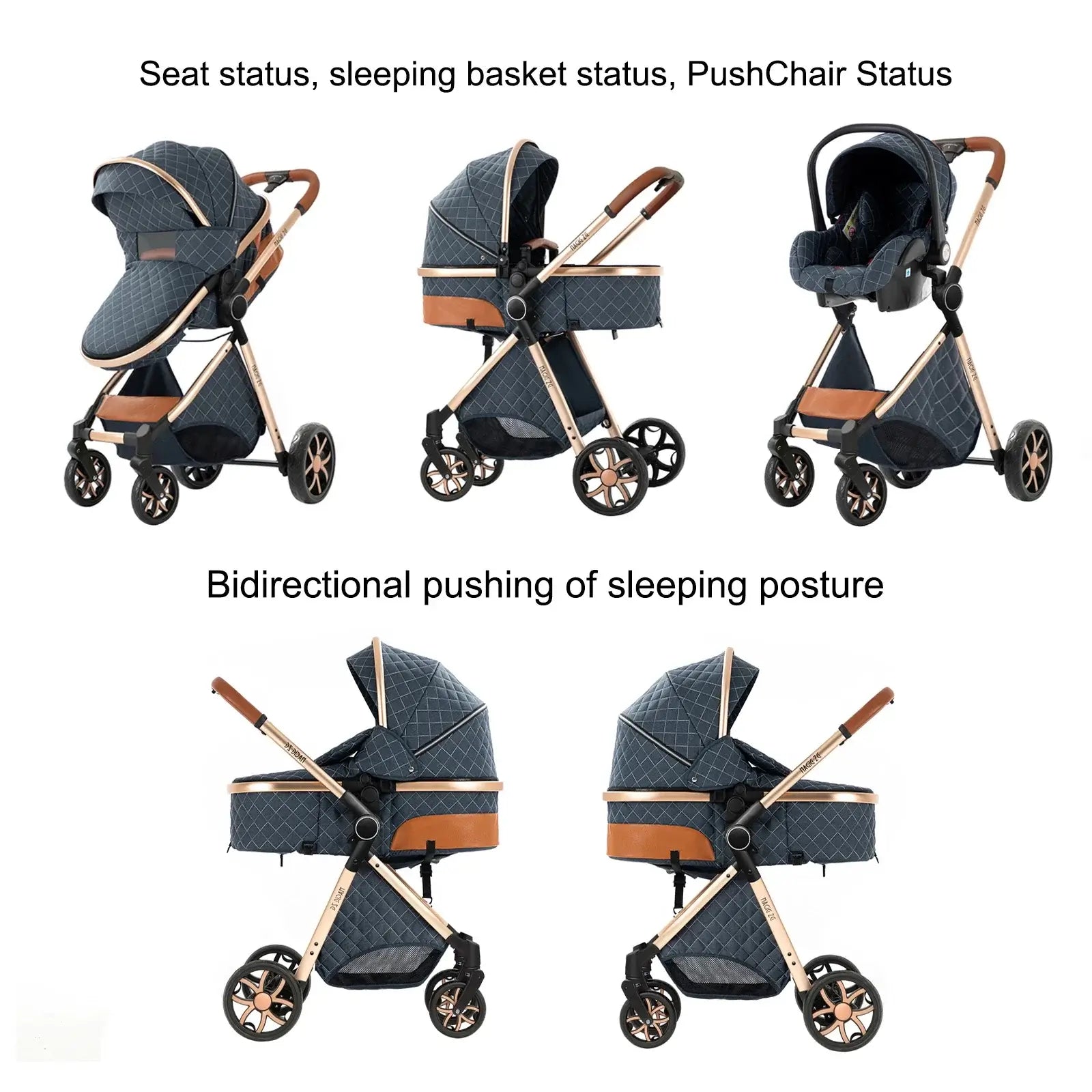 3-in-1 Lightweight Stroller - Carriage, Bassinet