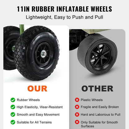 Foldable Beach Fishing Cart, 300 lbs with Rubber Balloon Tires