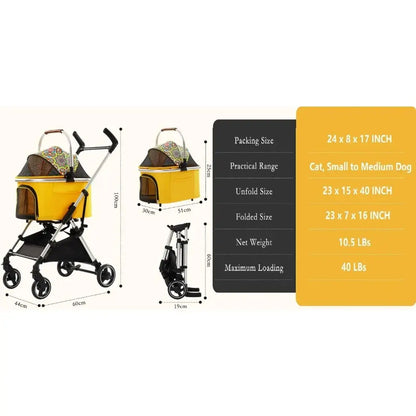 Pet Stroller -Buttercup Foldable 3-in-1 Multifunction