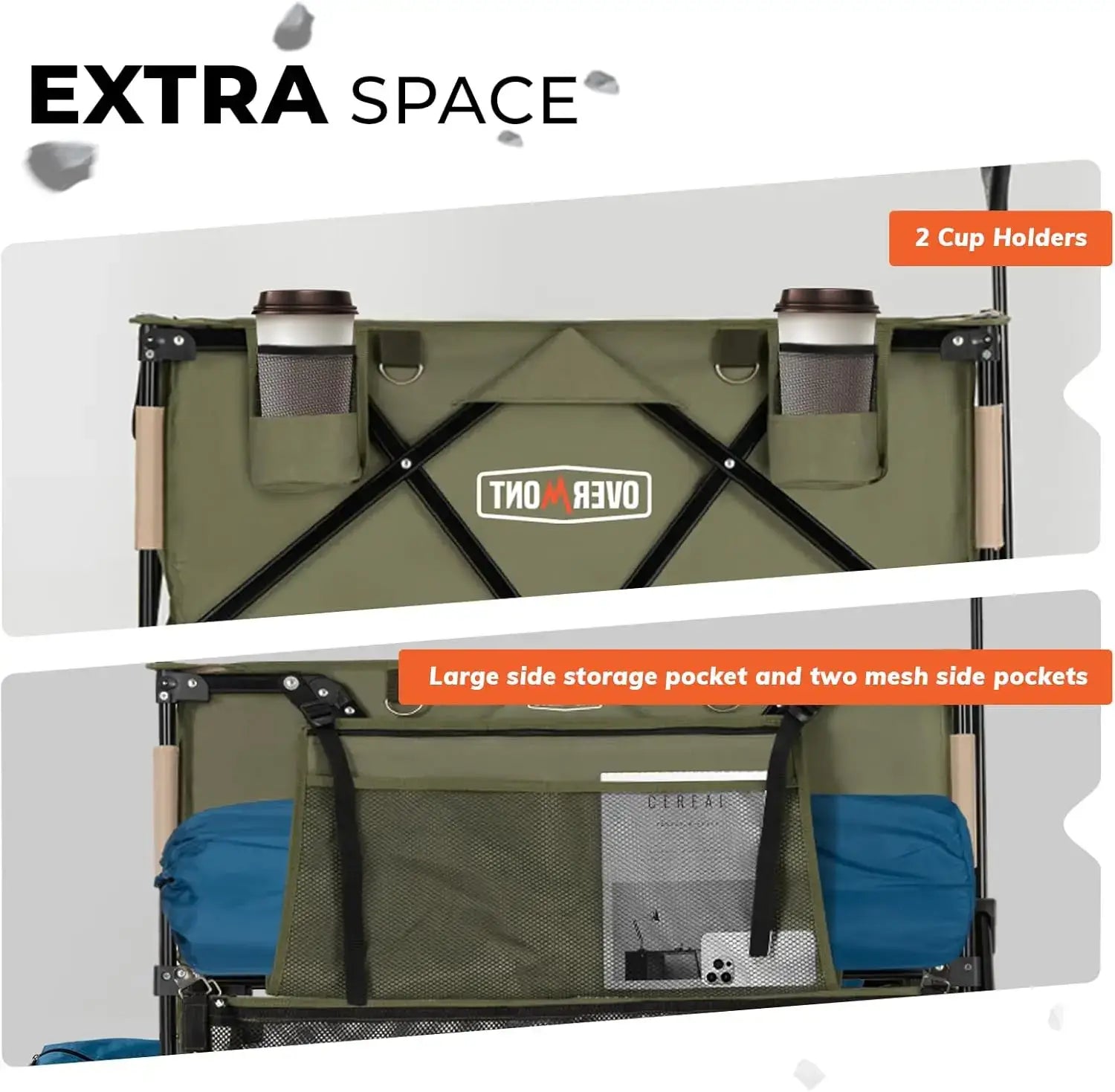 400L Foldable Double Decker Wagon, Large Capacity Collapsible Wagon Cart, 52" Extra Long Extender All Terrain Big Wheels - extra storage space