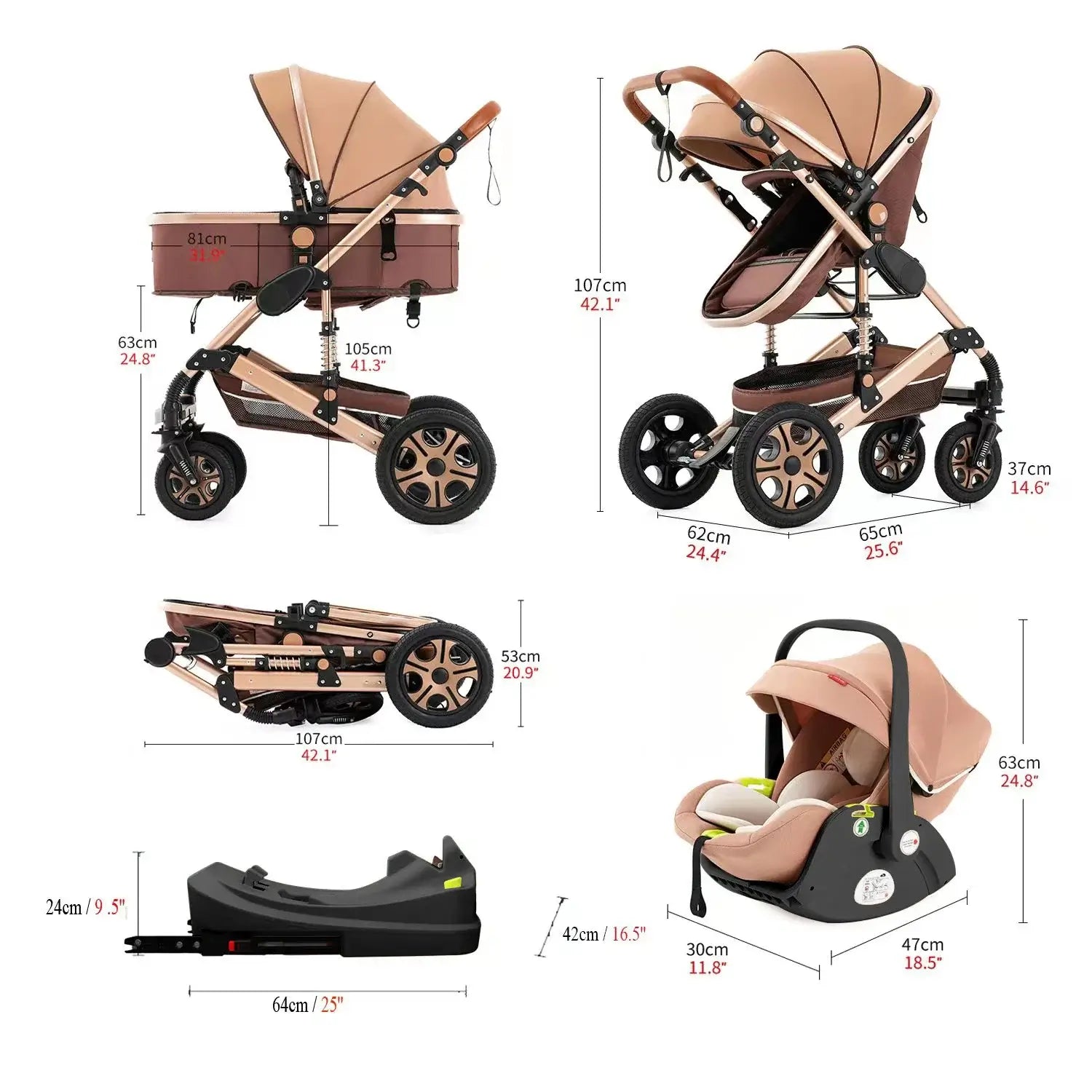 3-in-1 Baby Stroller Travel System