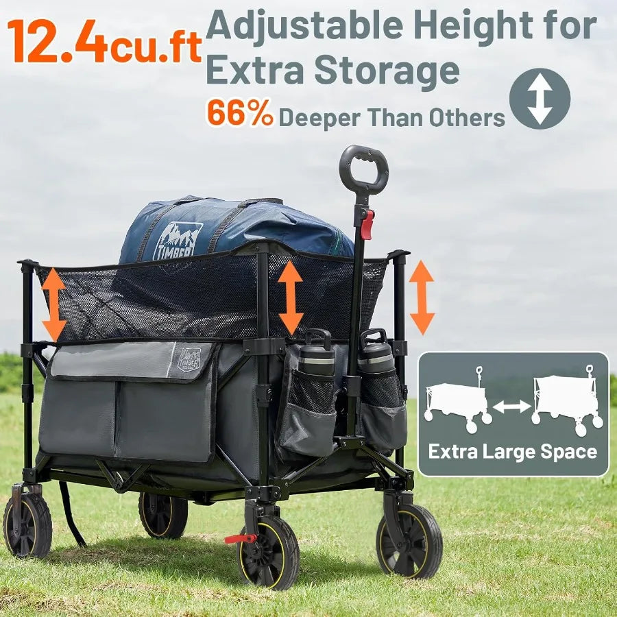 Extra Large Collapsible Folding Wagon with Extended Height Adjustment