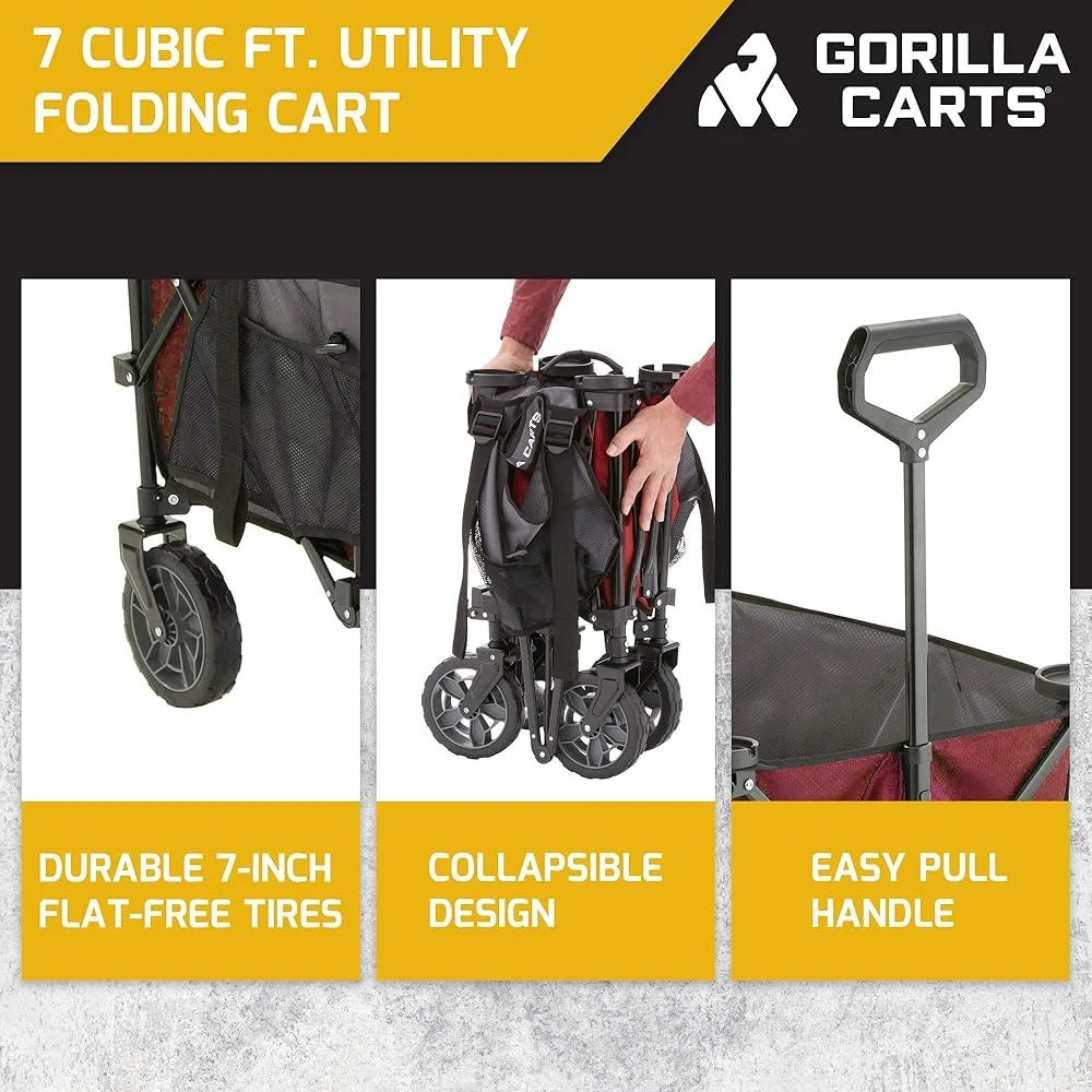Gorilla Foldable Wagon Heavy Duty Cart with All Terrain Wheels