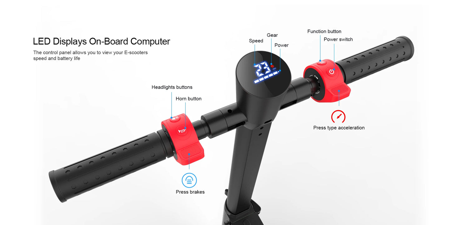HX 7.5AH Adult Foldable Electric Scooter, 350W 25KM/H, Kick Scooter 5.5 Inch, APP Smart
