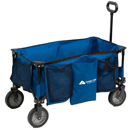 Foldable Camping Wagon with Telescoping Handle - Heavy Duty Steel Frame