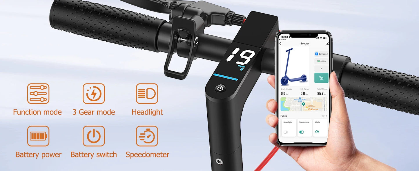 LP60 Adult Foldablel Electric Scooter with seat, 350W Motor 36V 5.2Ah Battery, 19mph Max Speed, Up to 16miles Range