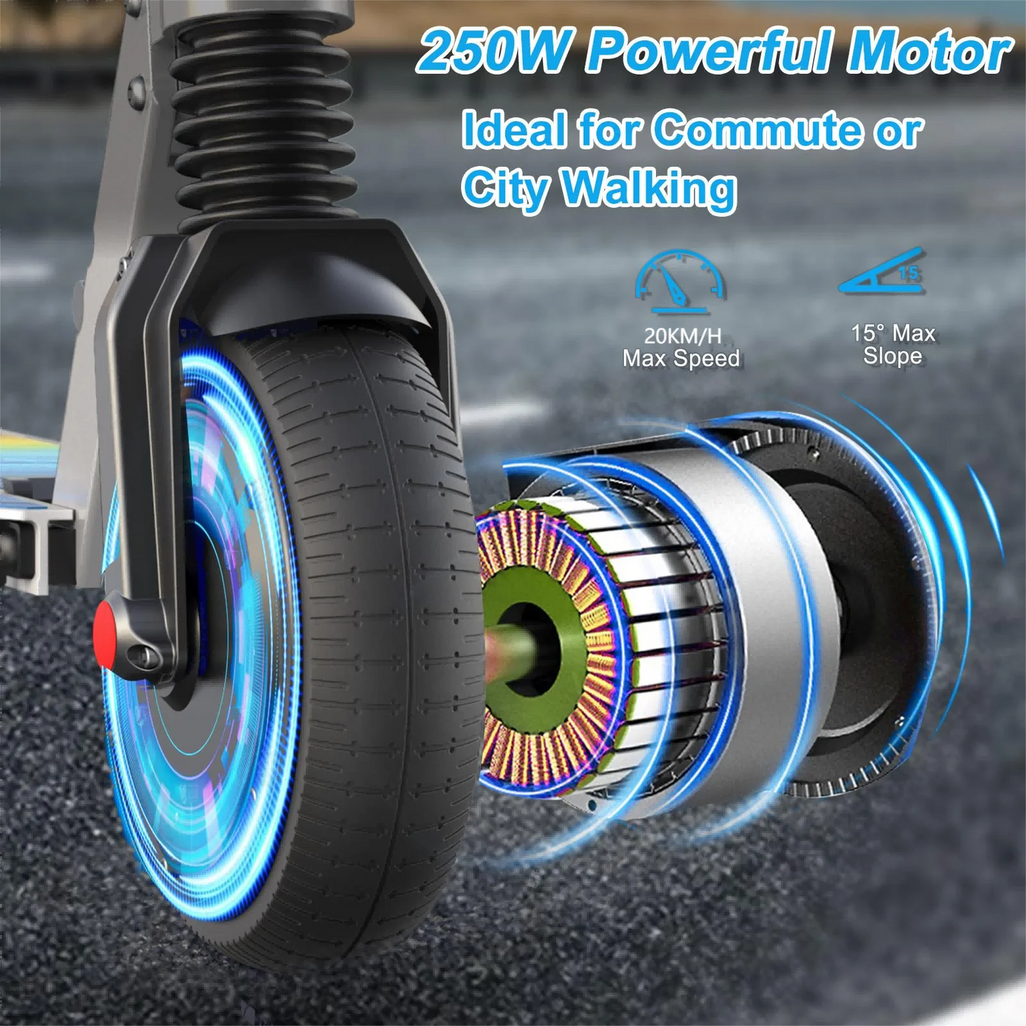 Adults Foldable Commuter E-Scooter With Cruise Control, Dual Braking System, Shock Absorption